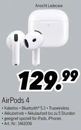MEDIMAX Apple AirPods 4 Angebot