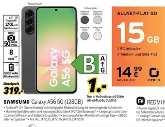 MEDIMAX SAMSUNG Galaxy A56 5G (128GB) + Allnet-Flat Go 15 GB Angebot