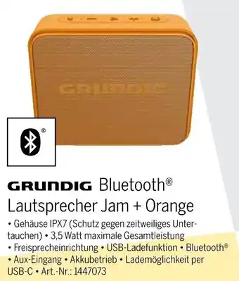MEDIMAX GRUNDIG Bluetooth Lautsprecher Jam + Orange Angebot