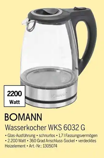 MEDIMAX BOMANN Wasserkocher WKS 6032 G Angebot