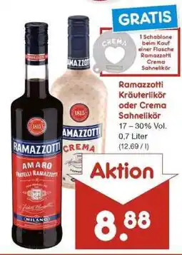 Netto Marken-Discount Ramazzotti Kräuterlikör oder Crema Sahnelikör Angebot