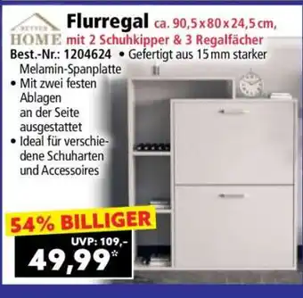 Norma Flurregal ca. 90,5 x 80 x 24,5 cm, mit 2 Schuhkipper & 3 Regalfächer Angebot