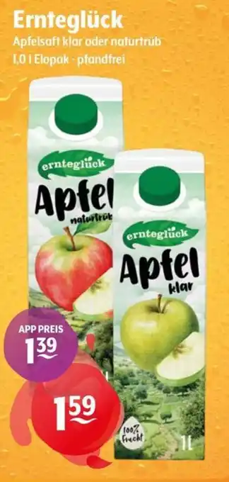 Getränke Hoffmann Ernteglück Apfelsaft klar oder naturtrüb Angebot