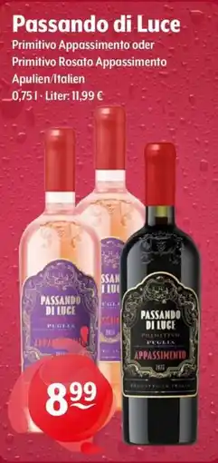 Getränke Hoffmann Passando di Luce Primitivo Appassimento oder Primitivo Rosato Appassimento Angebot