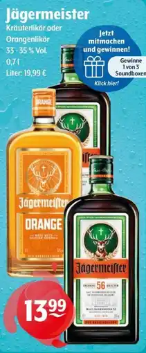 Getränke Hoffmann Jägermeister Kräuterlikör oder Orangenlikör Angebot