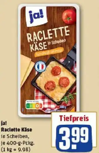 REWE ja! Raclette Käse Angebot