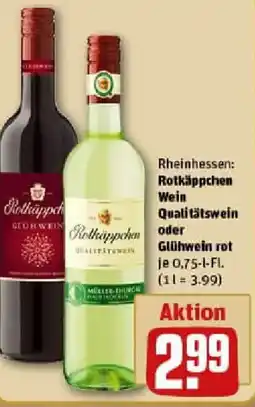 REWE Rotkäppchen Wein Qualitätswein oder Glühwein rot Angebot