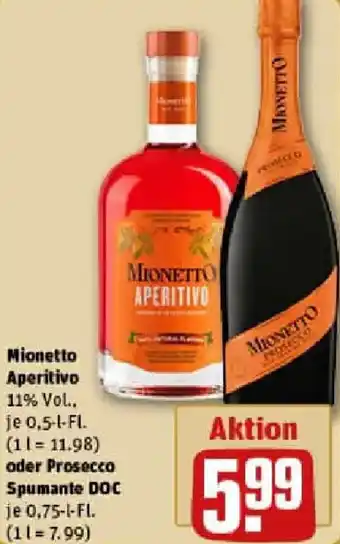 REWE Mionetto Aperitivo oder Prosecco Spumante DOC Angebot