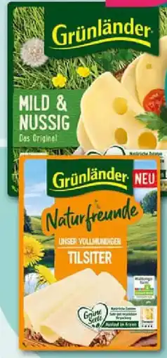 REWE Grünländer mild & nussig Scheiben oder Naturfreunde Tilsiter Scheiben Angebot