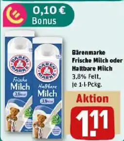 REWE Bärenmarke Frische Milch oder Haltbare Milch Angebot