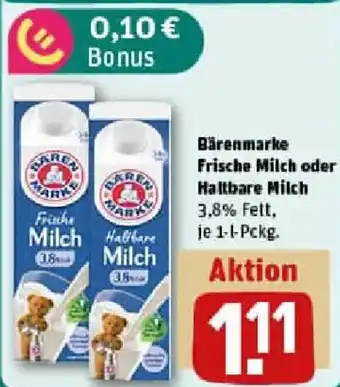 REWE Bärenmarke Frische Milch oder Haltbare Milch Angebot