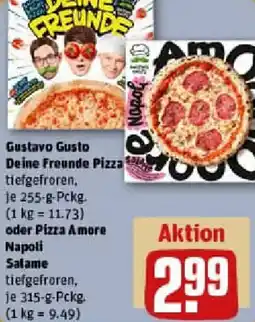 REWE Gustavo Gusto Deine Freunde Pizza oder Pizza Amore Napoli Salame Angebot