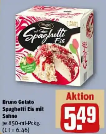 REWE Bruno Gelato Spaghetti Eis mit Sahne Angebot