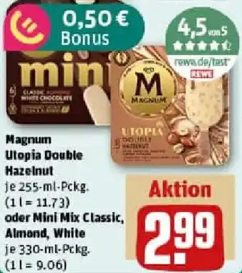 REWE Magnum Utopia Double Hazelnut oder Mini Mix Classic, Almond, White Angebot