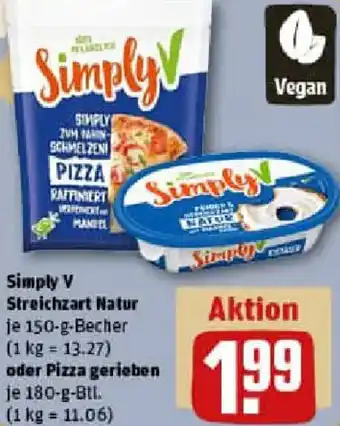 REWE Simply V Streichzart Natur oder Pizza gerieben Angebot