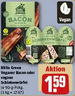 REWE Billie Green Veganer Bacon oder vegane Schinkenwürfel Angebot