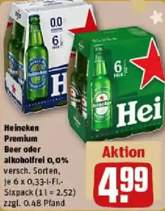 REWE Heineken Premium Beer oder alkoholfrei 0,0% Angebot