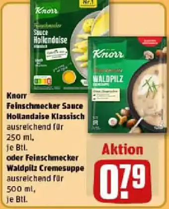 REWE Knorr Feinschmecker Sauce Hollandaise Klassisch oder Feinschmecker Waldpilz Cremesuppe Angebot