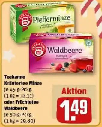 REWE Teekanne Kräutertee Minze oder Früchtetee Waldbeere Angebot