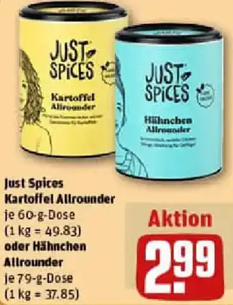 REWE Just Spices Kartoffel Allrounder oder Hähnchen Allrounder Angebot