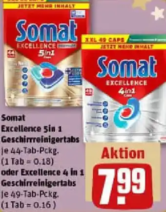 REWE Somat Excellence 5in 1 Geschirrreinigertabs oder Excellence 4 in 1 Geschirreinigertabs Angebot