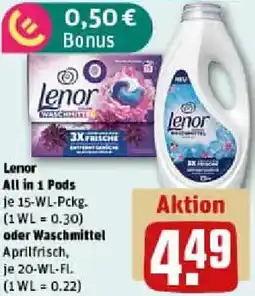 REWE Lenor All in 1 Pods oder Waschmittel Angebot