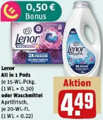 REWE Lenor All in 1 Pods oder Waschmittel Angebot