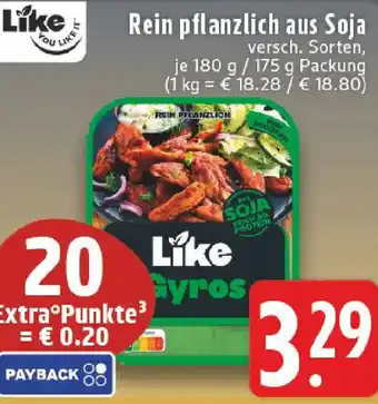 Edeka Like Rein pflanzlich aus Soja Angebot