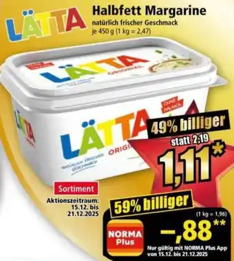 Norma LÄTTA Halbfett Margarine Angebot