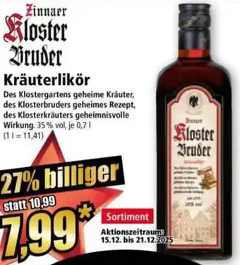 Norma Zinnaer Kloster Bruder Kräuterlikör Angebot