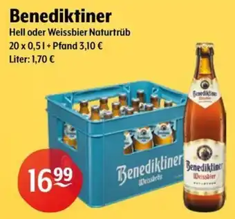 Getränke Hoffmann Benediktiner Hell oder Weissbier Naturtrüb Angebot