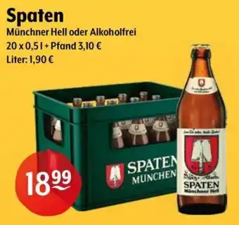 Getränke Hoffmann Spaten Münchner Hell oder Alkoholfrei Angebot