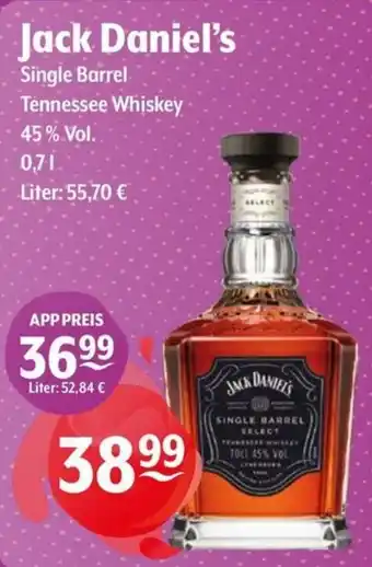 Getränke Hoffmann Jack Daniel's Single Barrel Tennessee Whiskey Angebot