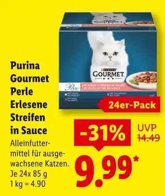Lidl Purina gourmet perle erlesene streifen in sauce Angebot