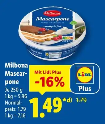 Lidl Milbona mascarpone Angebot