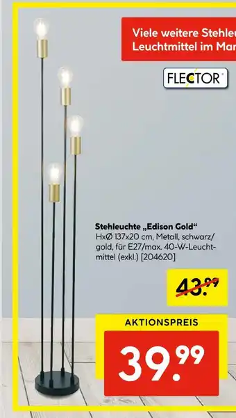 Hellweg Flector stehleuchte edison gold Angebot