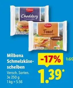 Lidl Milbona schmelzkäsescheiben cheddar Angebot