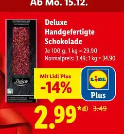 Lidl Deluxe handgefertigte schokolade Angebot