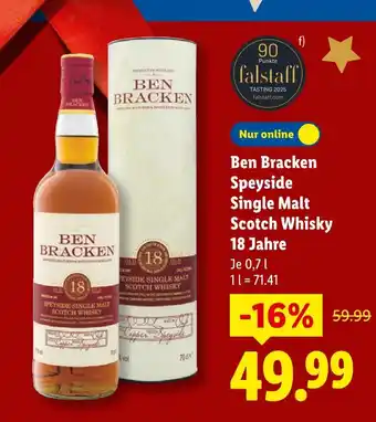 Lidl Ben bracken speyside single malt scotch whisky 18 jahre Angebot