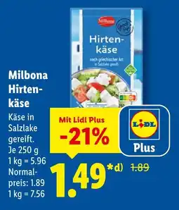 Lidl Milbona hirtenkäse Angebot