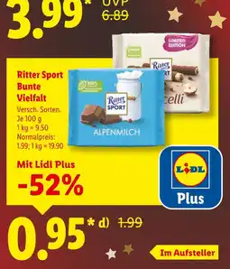 Lidl Ritter sport bunte vielfalt alpenmilch Angebot