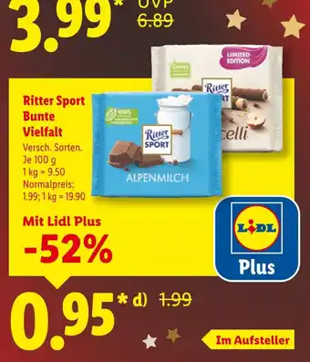 Lidl Ritter sport bunte vielfalt alpenmilch Angebot