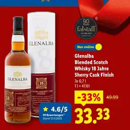 Lidl Glenalba blended scotch whisky 18 jahre sherry cask finish Angebot