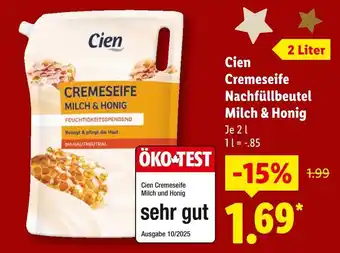 Lidl Cien cremeseife nachfüllbeutel milch & honig Angebot