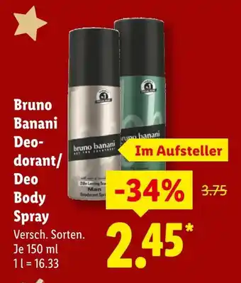 Lidl Bruno banani deodorant/deo body spray Angebot