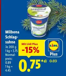 Lidl Milbona schlagsahne Angebot