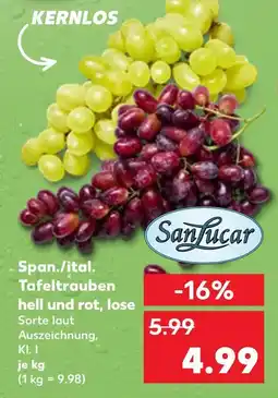 Kaufland Sanlucar span./ital. tafeltrauben hell und rot, lose Angebot
