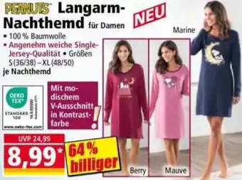 Norma PEANUTS Langarm Nachthemd Angebot