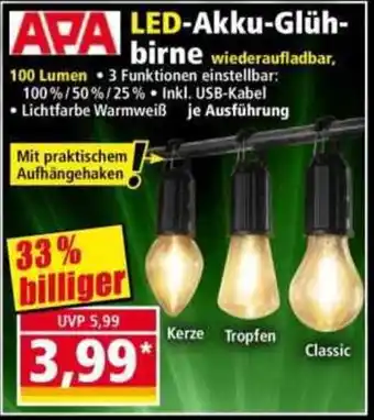 Norma APA LED-Akku-Glühbirne Angebot
