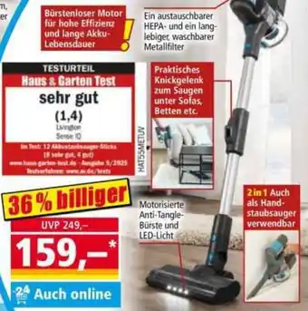 Norma LIVINGTON Akku-Digital Staubsauger 2 in 1 Angebot